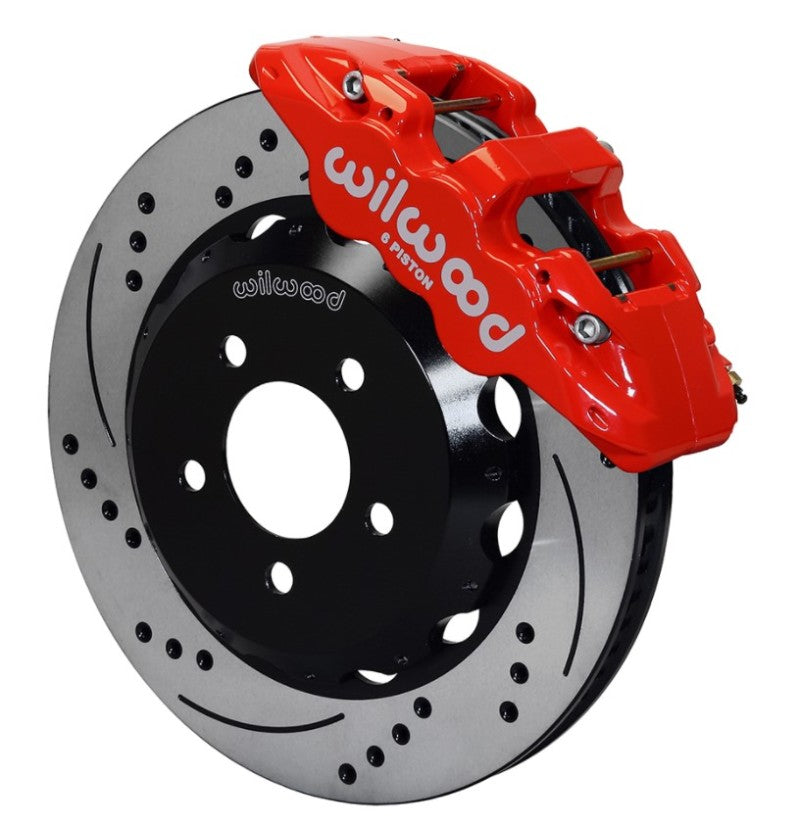 Wilwood AERO6 Front Hat Kit 14.00 Drilled Red 2016-Up Camaro w/Lines Big Brake Kits Wilwood
