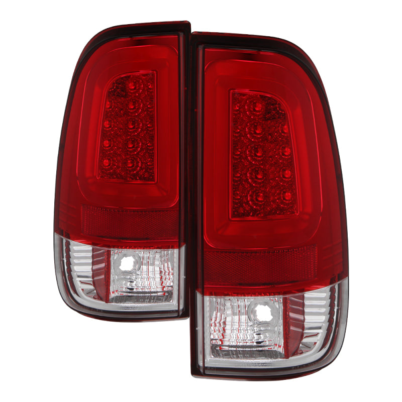 Spyder 08-16 Ford Super Duty F-250 V3 Light Bar LED Tail Lights - Red Clear (ALT-YD-FS07V3-LBLED-RC) Tail Lights SPYDER