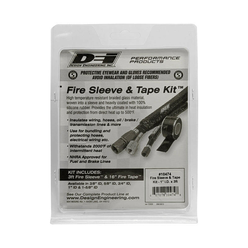 DEI Fire Sleeve and Tape Kit 1in I.D. x 3ft Thermal Sleeves DEI