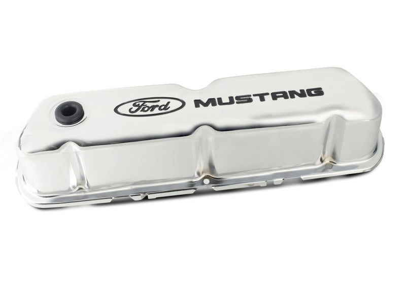 Ford Racing Ford Mustang Logo Stamped Steel Chrome Valve Covers Valve Covers Ford Racing