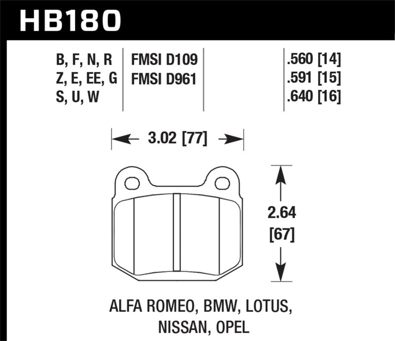 Hawk 77-82 BMW 320I / 83-90 Alfa Romeo Spider / 84-86 Alfa Romeo Spider HPS Street Rear Brake Pads Brake Pads - Performance Hawk Performance