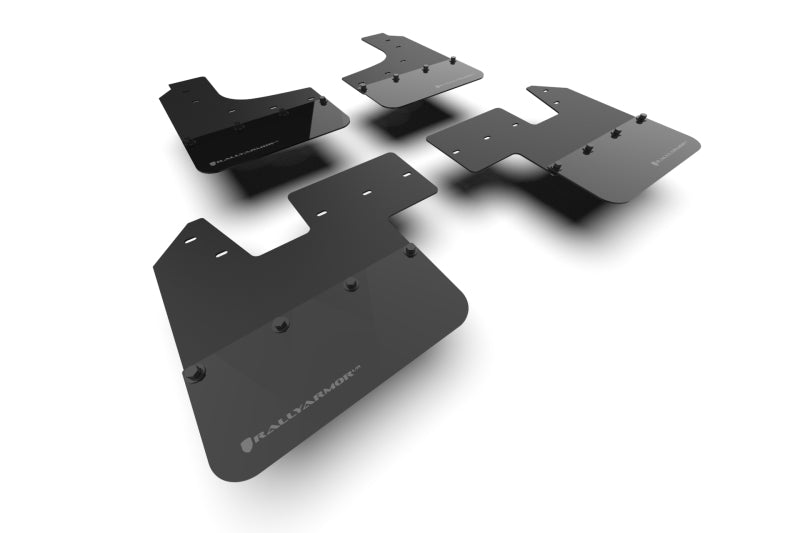 Rally Armor 23-25 Ineos Grenadier Black Mud Flap - Warm Grey Logo Mud Flaps Rally Armor