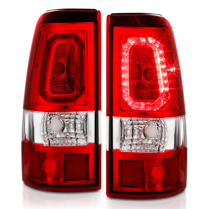 ANZO 2003-2006 Chevy Silverado 1500 LED Taillights Plank Style Chrome With Red/Clear Lens Tail Lights ANZO