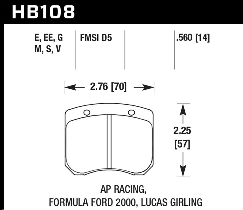 Hawk AP Racing / FF 2000 HT-10 Race Brake Pads Brake Pads - Racing Hawk Performance