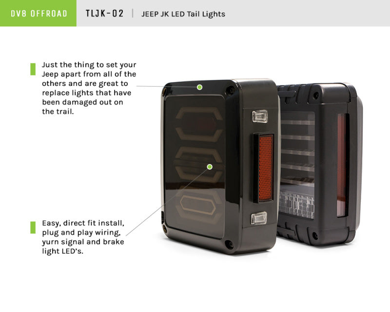 DV8 Offroad 07-18 Jeep Wrangler JK Octagon LED Tail Light Tail Lights DV8 Offroad