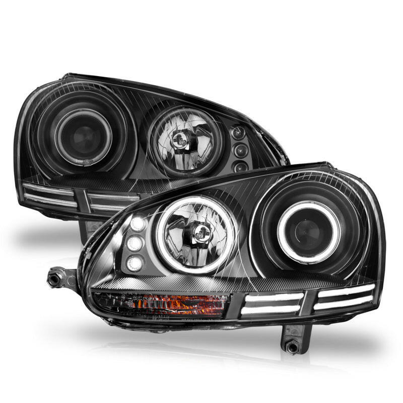 ANZO 2006-2009 Volkswagen Rabbit Projector Headlights w/ Halo Black (CCFL) Headlights ANZO