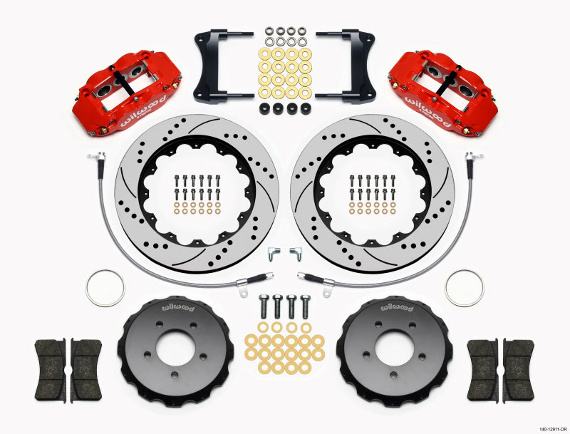 Wilwood Narrow Superlite 6R Front Hat Kit 14.00in Drill Red 2005-Up Mazda Miata w/ Lines Big Brake Kits Wilwood