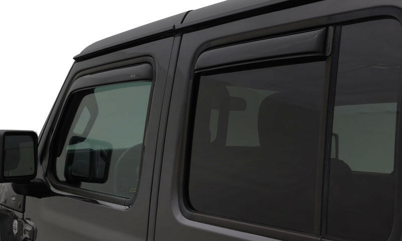 AVS 07-18 Jeep Wrangler Unlimited Ventvisor In-Channel Front & Rear Window Deflectors 4pc - Smoke Wind Deflectors AVS