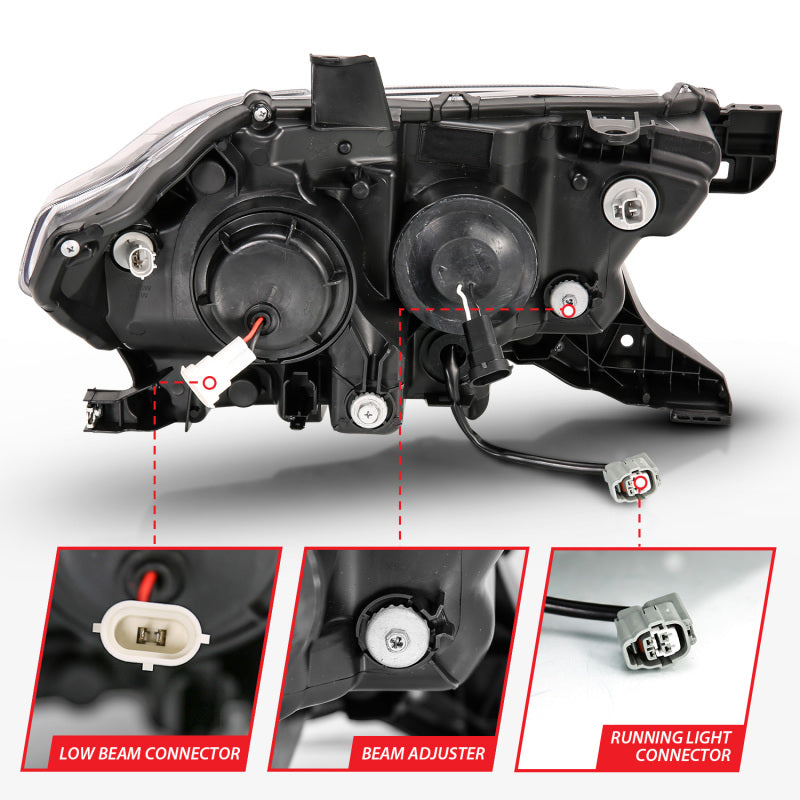 ANZO 2016-2017 Toyota Tacoma Projector Headlights w/ Plank Style Design Black/Amber w/ DRL Headlights ANZO