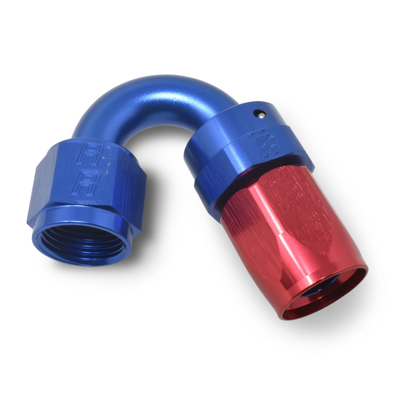Russell Performance -10 AN Red/Blue 150 Degree Full Flow Swivel Hose End (With 15/16in Radius) Fittings Russell