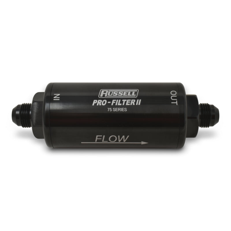 Russell Performance ProFilter 2 Fuel Filter 6 1/4in Long 10 Micron 10AN Male In/Out - Black Fuel Filters Russell