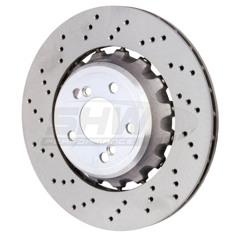 SHW 15-18 BMW M3 3.0L Left Rear Cross-Drilled Lightweight Brake Rotor (34212284811) Brake Rotors - Drilled SHW Performance