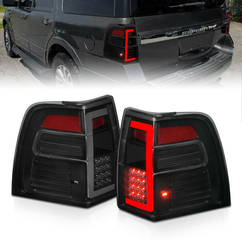 ANZO 07-17 Ford Expedition LED Taillights w/ Light Bar Black Housing Smoke Lens Tail Lights ANZO