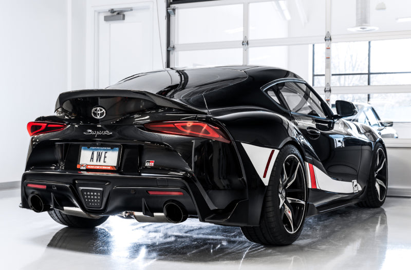AWE 2020 Toyota Supra A90 Resonated Touring Edition Exhaust - 5in Diamond Black Tips Catback AWE Tuning