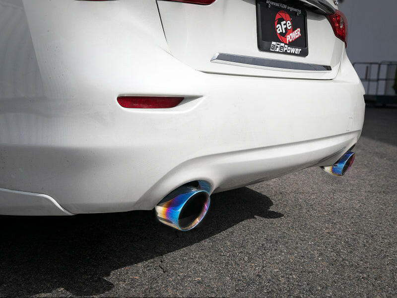 aFe Takeda 2.5in 304 SS Cat-Back Exhaust System w/ Blue Flame Tips 16-18 Infiniti Q50 V6-3.0L (tt) Catback aFe