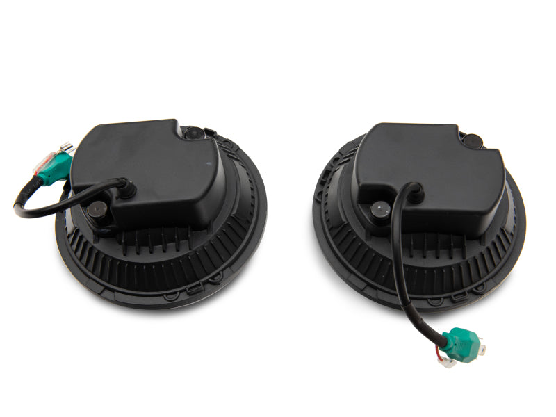 Raxiom 97-18 Jeep Wrangler TJ/JK Axial 7-Inch LED Headlights w/ DRL- Black Housing (Clear Lens) Headlights Raxiom