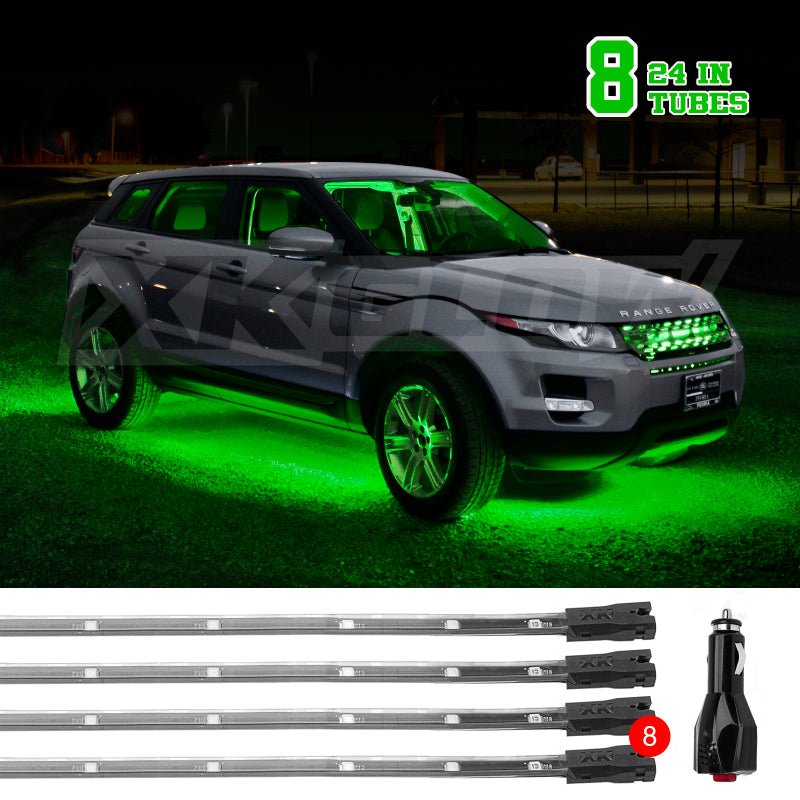 XK Glow Tube Single Color Underglow LED Accent Light Car/Truck Kit Green - 8x24In Light Accessories and Wiring XKGLOW