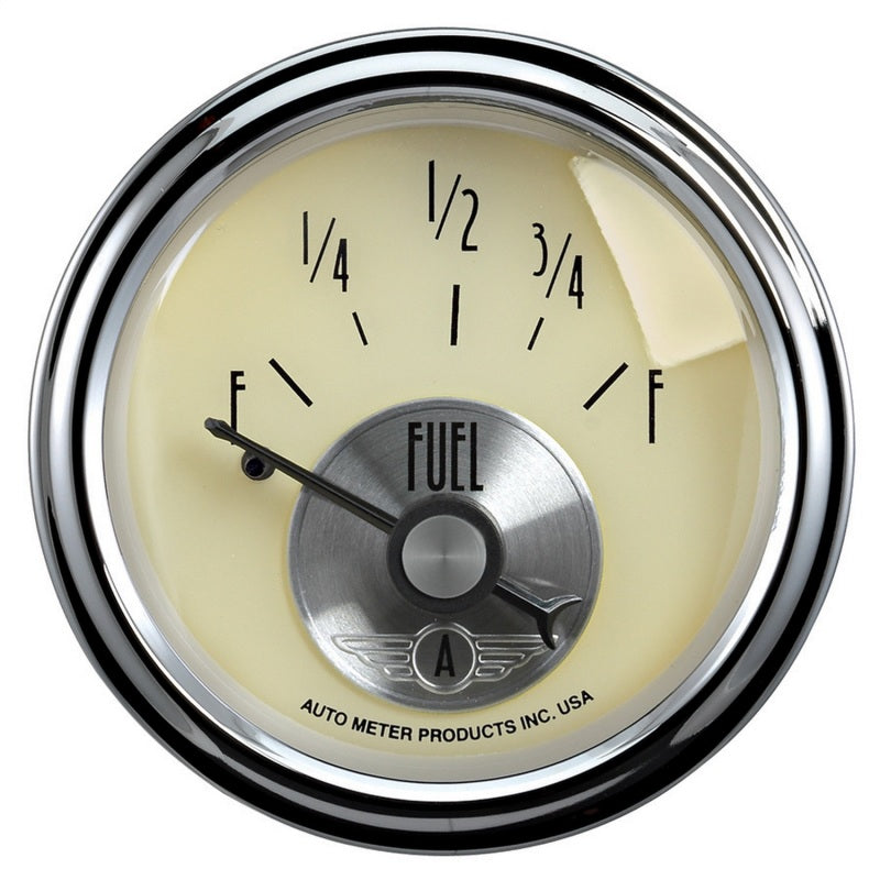 AutoMeter Gauge Fuel Level 2-1/16in. 0 Ohm(e) to 90 Ohm(f) Elec Prestige Antq. Ivory Gauges AutoMeter
