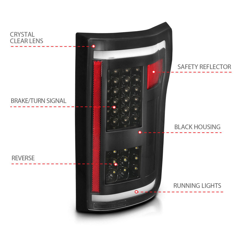 ANZO 2015-2017 Ford F-150 LED Taillights Black Tail Lights ANZO