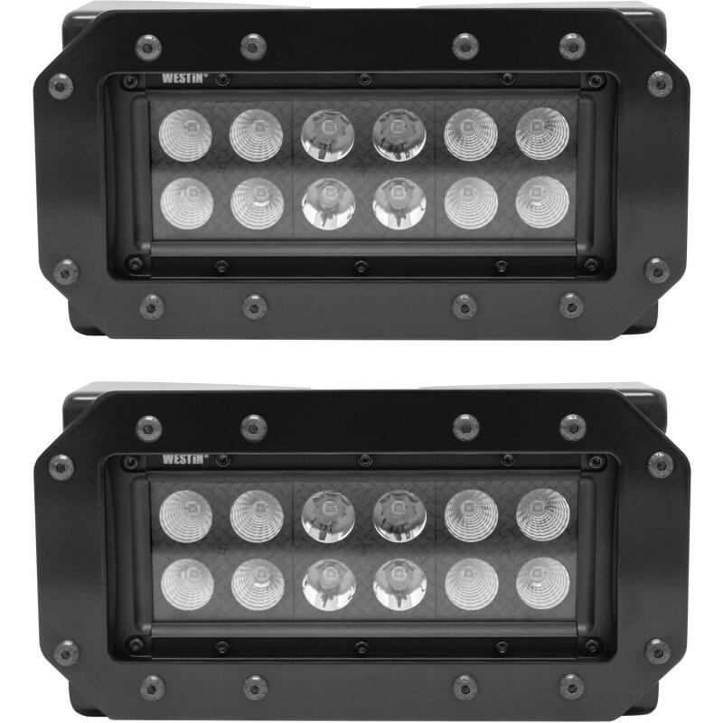 Westin HDX Flush Mount B-FORCE LED Light Kit (Set of 2) w/wiring harness - Black Light Bars & Cubes Westin