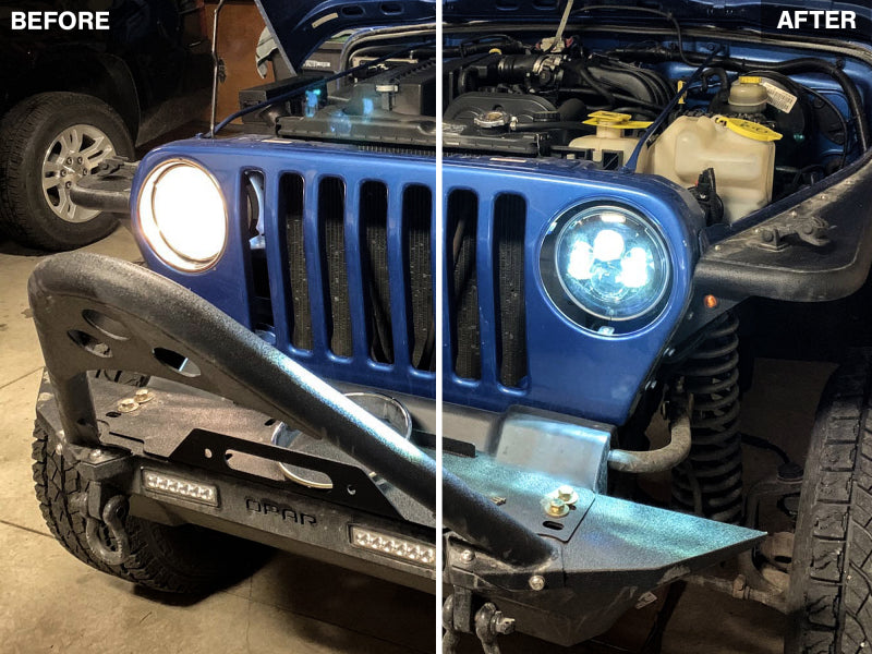 Raxiom 97-18 Jeep Wrangler TJ/JK Axial Series LED Daymaker Headlights- Black Housing (Clear Lens) Headlights Raxiom