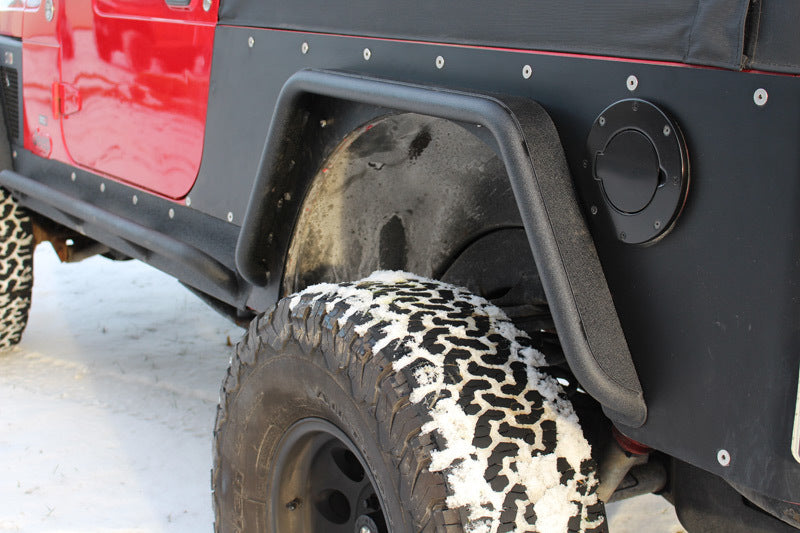 Fishbone Offroad 97-06 Jeep Wrangler TJ Steel Tube Fenders Rear 3In Flare - Blk Textured Powdercoat Fender Flares Fishbone Offroad