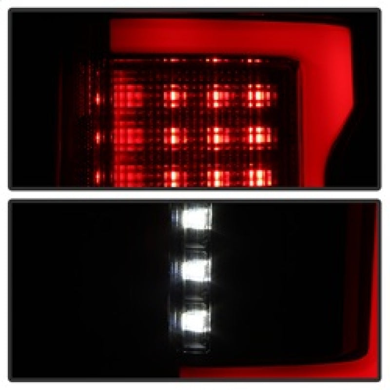 Spyder 15-17 Ford F-150 LED Tail Lights (w/Blind Spot) - Black Smoke (ALT-YD-FF15015BS-LBLED-BSM) Tail Lights SPYDER