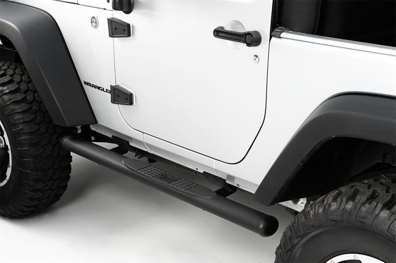 Rugged Ridge 4 1/4-In Oval Side Step Black 07-18 Jeep Wrangler JK Side Steps Rugged Ridge
