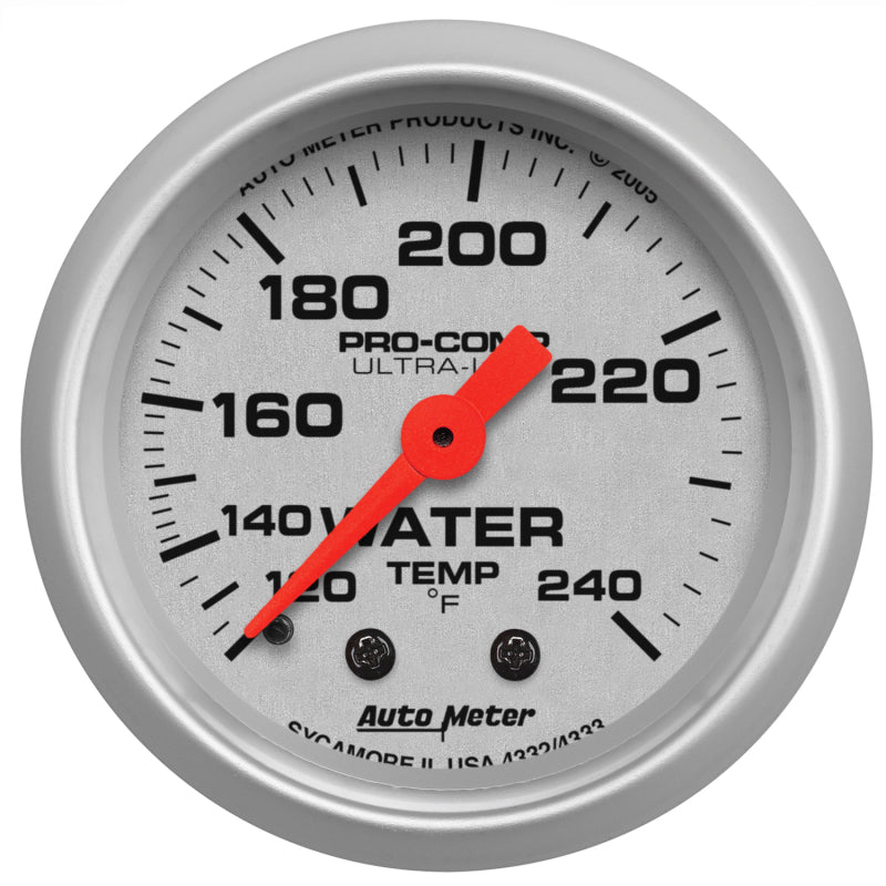 Autometer Ultra-Lite 52mm 120-240 Deg F Mechanical Water Temp Gauge 12in Tubing Gauges AutoMeter