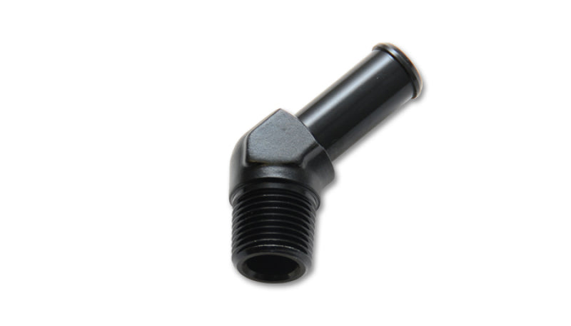Vibrant 1/8 NPT to 1/4in Barb Straight Fitting 45 Deg Adapter - Aluminum Fittings Vibrant