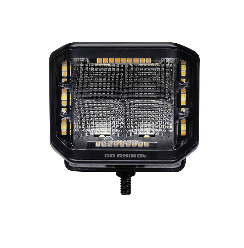 Go Rhino Xplor Blackout Combo Series Cube Sideline LED Flood Lights w/Amber 4x3 - Blk (Pair) Light Bars & Cubes Go Rhino