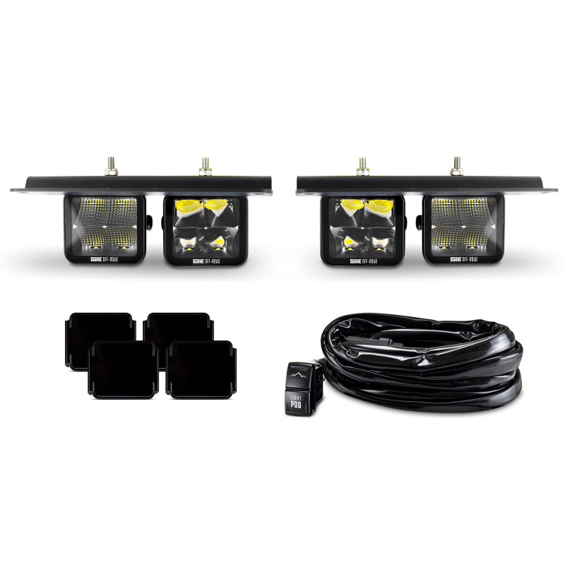 Borne Off-Road 2021+ Ford Bronco Direct Fit Pods - Modular Bumper - Kit of 4 - Fog Light Bars & Cubes Borne Off-Road
