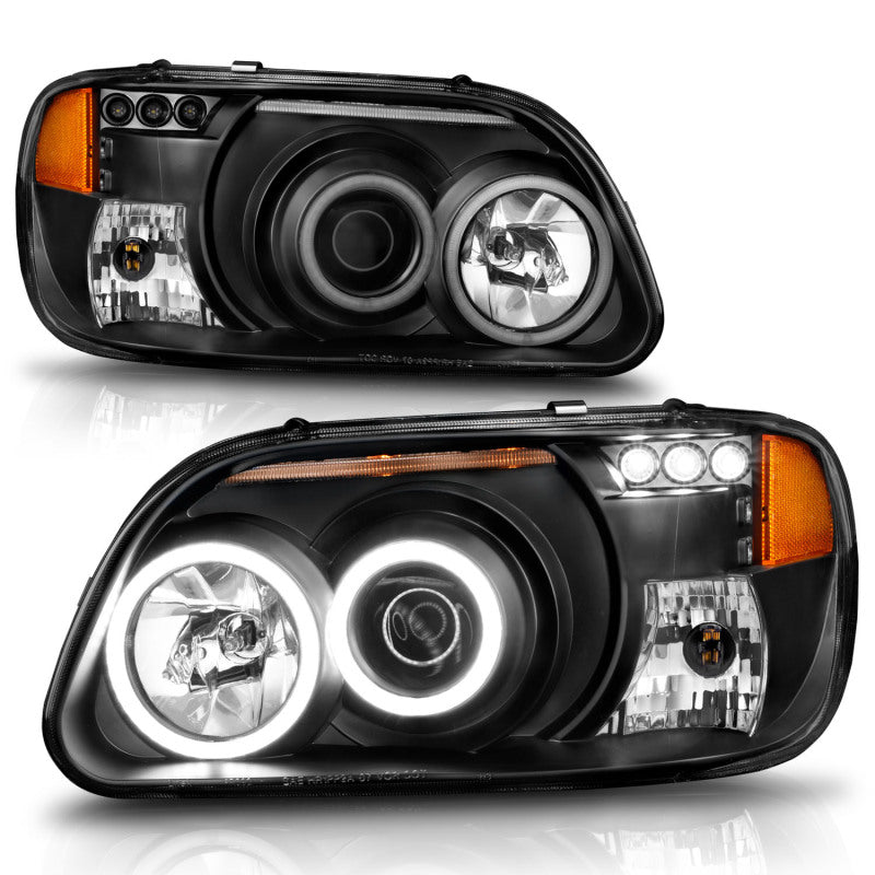 ANZO 1995-2001 Ford Explorer Projector Headlights w/ Halo Black 1 pc Headlights ANZO