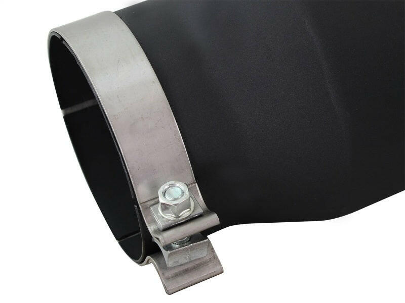 aFe MACHForce XP 5in 304 Stainless Steel Exhaust Tip 5 In x 7 Out x 12L in Bolt On Right - Black Catback aFe