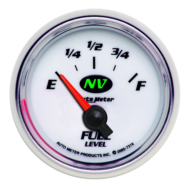 AutoMeter Gauge Fuel Level 2-1/16in. 240 Ohm(e) to 33 Ohm(f) Elec NV Gauges AutoMeter
