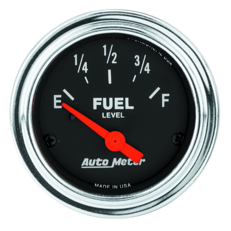 Autometer Traditional Chrome 2-1/16in 0 Ohm - 30 Ohm Full Electrical Fuel Level Gauge Gauges AutoMeter