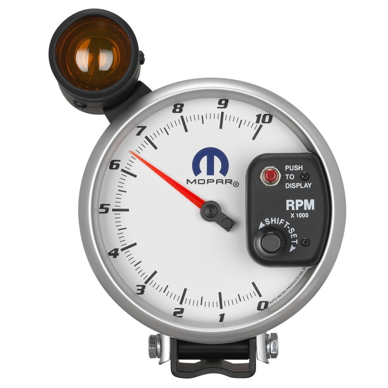 Autometer Mopar 5in / 10k RPM / Pedestal Mount White Tachometer w/ Shift Light Gauges AutoMeter