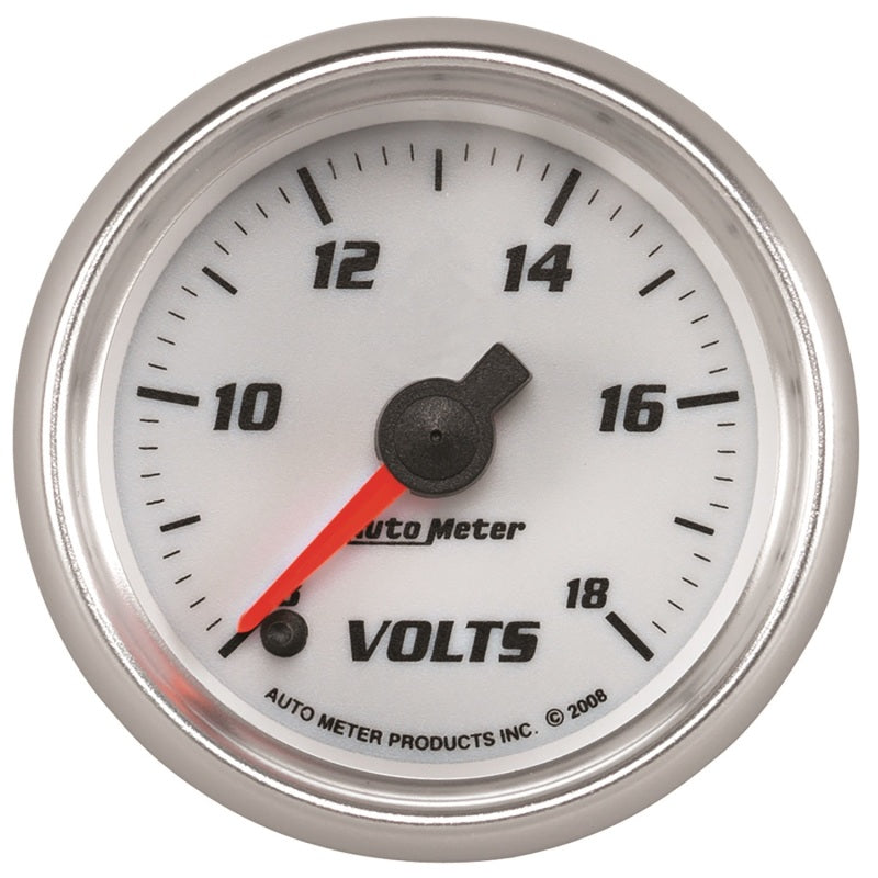 Autometer Pro-Cycle Gauge Voltmeter 2 1/16in 18V Digital Stepper Motor White Gauges AutoMeter