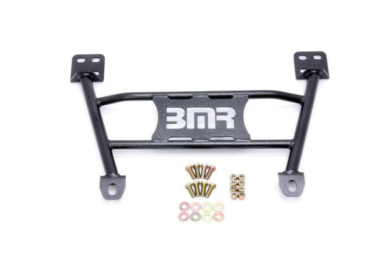 BMR 05-14 S197 Mustang Radiator Support Chassis Brace - Black Hammertone Radiator Stays BMR Suspension