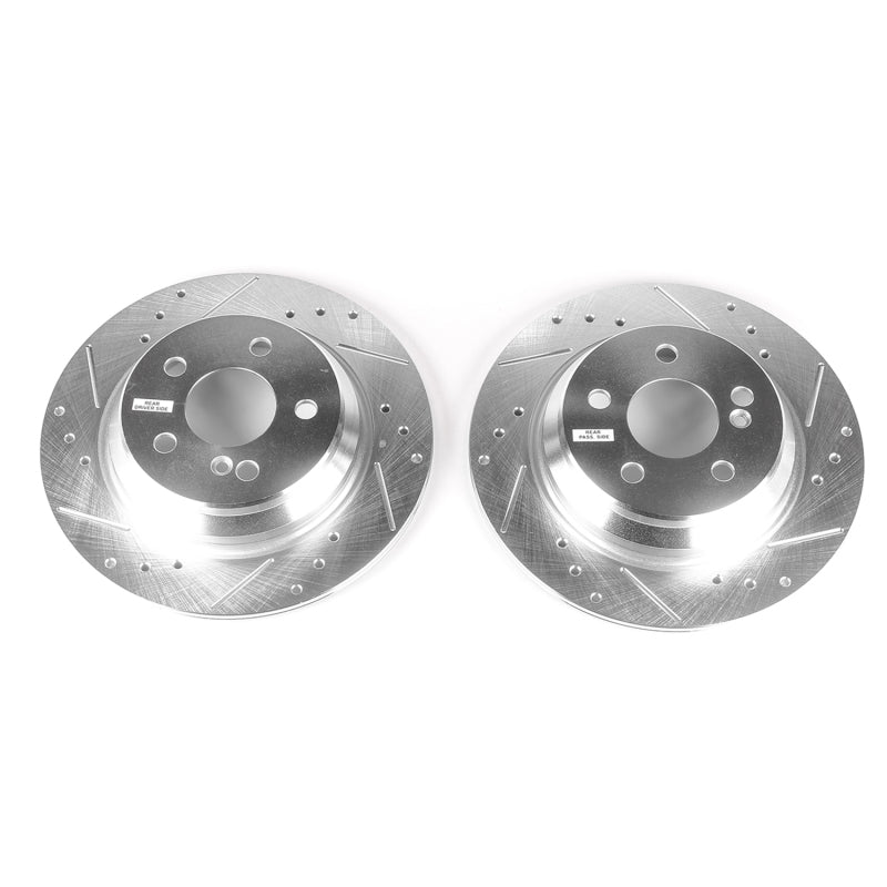 Power Stop 03-06 Mercedes-Benz CL500 Rear Evolution Drilled & Slotted Rotors - Pair Brake Rotors - Slot & Drilled PowerStop