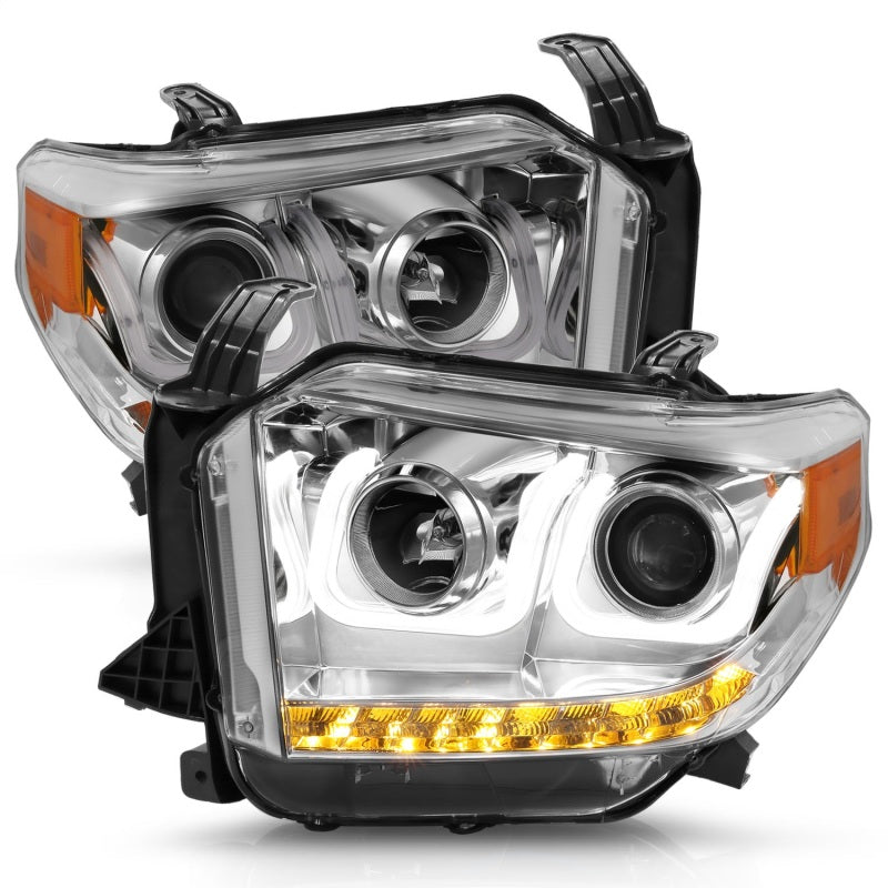 ANZO 2014-2016 Toyota Tundra Projector Headlights w/ U-Bar Chrome Headlights ANZO
