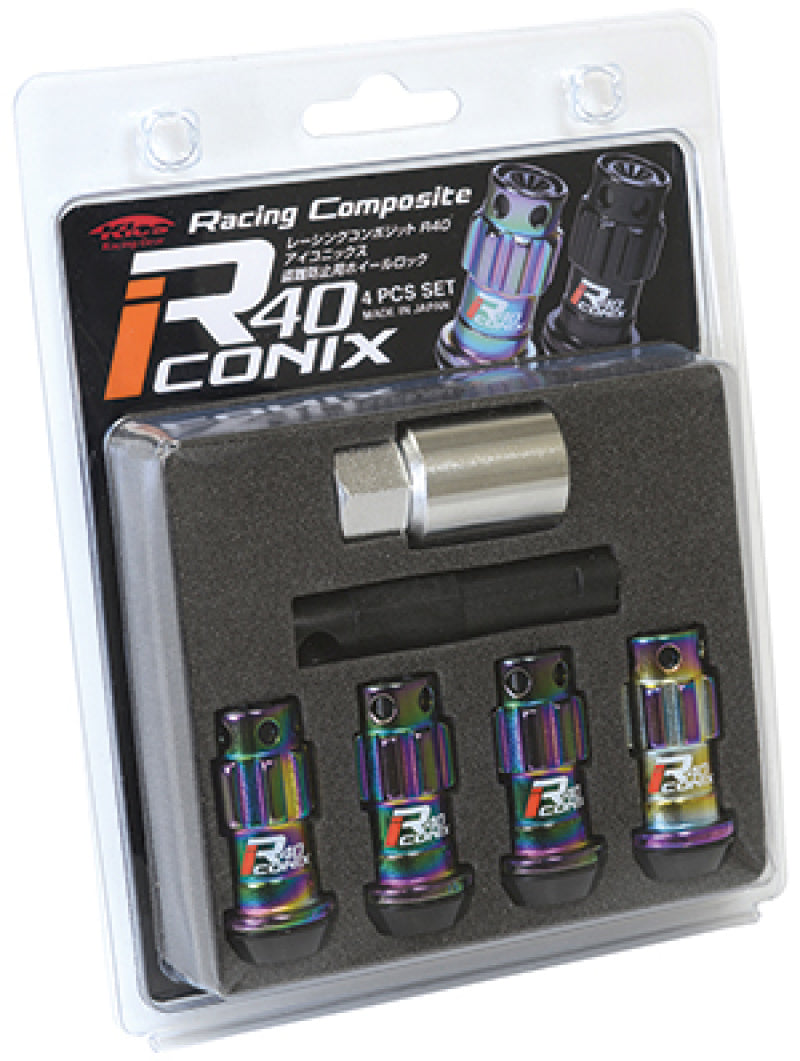 Project Kics 12X1.25 R40 Iconix Neochrome Lug Nut Lock Set - 4 Lug Nuts Project Kics