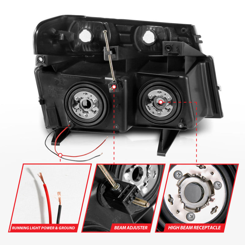 ANZO 04-12 GM Colorado/Canyon/I-Series Crystal Headlights - w/ Light Bar Chrome Housing 4pcs Headlights ANZO