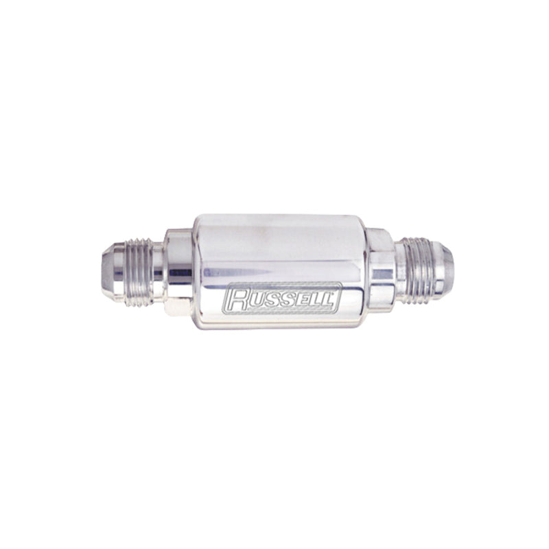 Russell Performance Polished Alum. (3-1/4in Length 1-1/4in dia. -8 x 3/8in male NPT inlet/outlet) Fuel Filters Russell