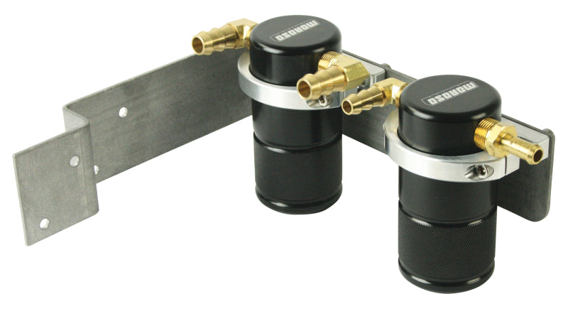 Moroso 08-14 Subaru WRX Air/Oil Separator Catch Can - Small Body - Billet Aluminum - Black Finish Oil Catch Cans Moroso