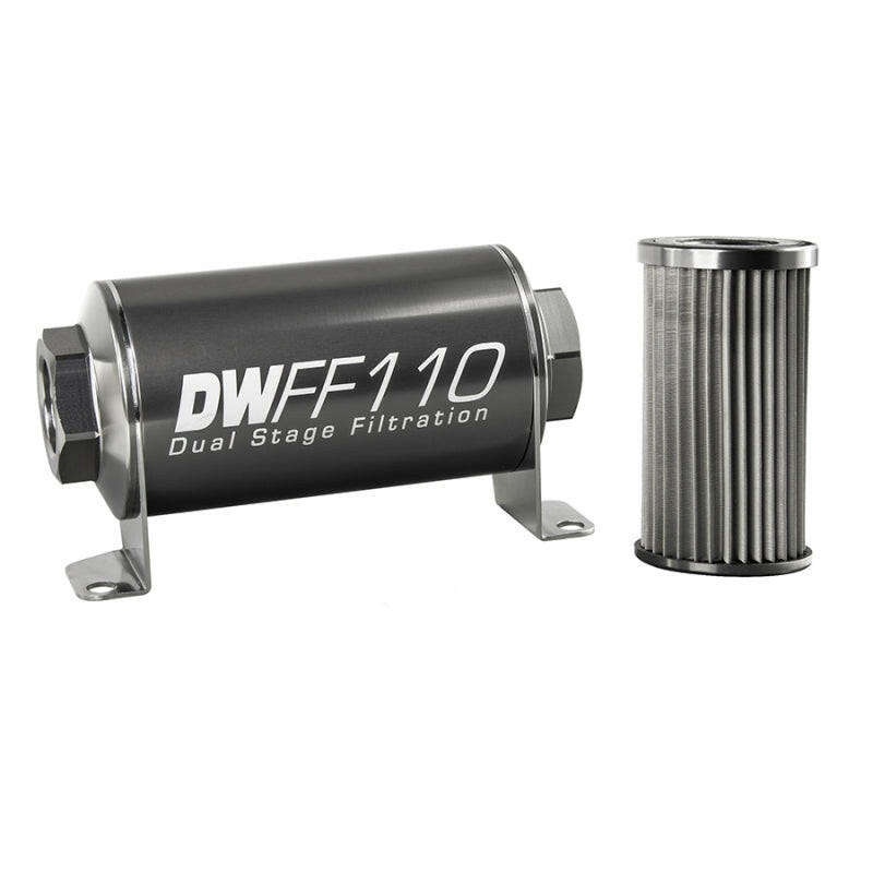 DeatschWerks Stainless Steel 10AN 10 Micron Universal Inline Fuel Filter Housing Kit (110mm) Fuel Filters DeatschWerks