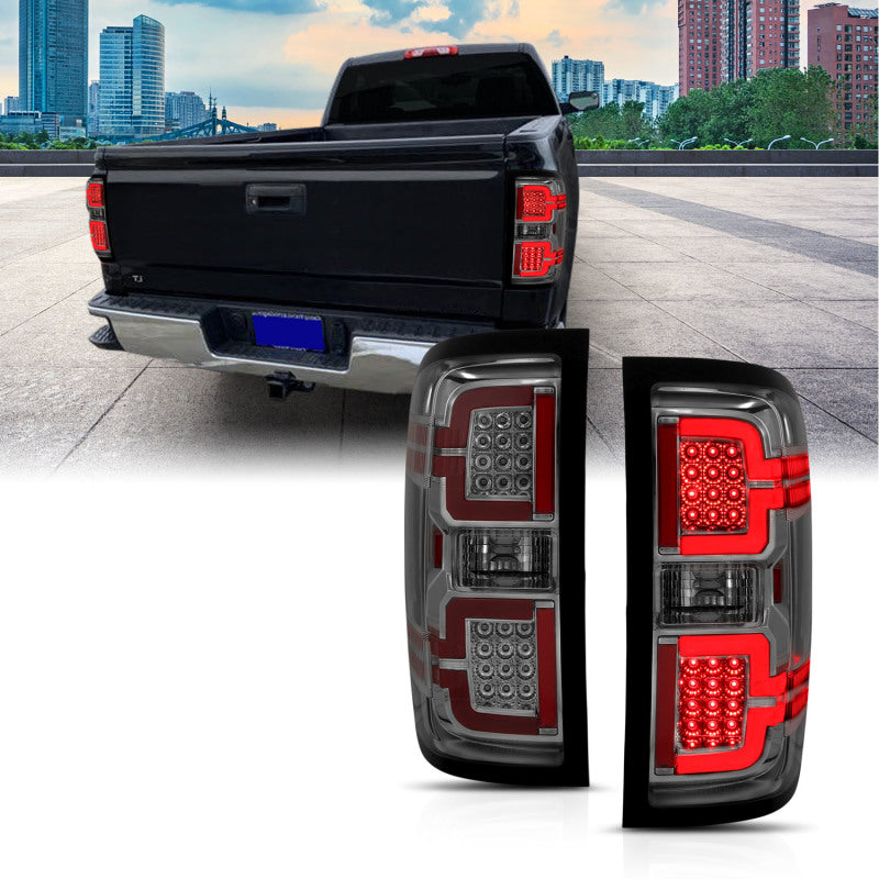 ANZO 2014-2018 Chevy Silverado 1500 LED Taillights Smoke Tail Lights ANZO