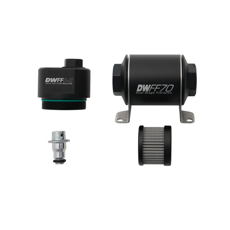 DeatschWerks DWFFR-X 70mm Billet Fuel Filter Regulator - 10 Micron Fuel Pressure Regulators DeatschWerks