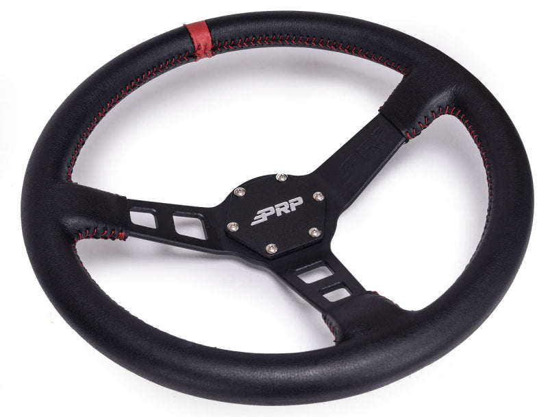 PRP Deep Dish Leather Steering Wheel- Red Steering Wheels PRP Seats