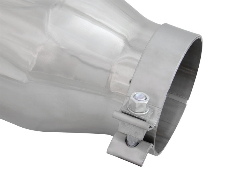 aFe MACH Force-XP 304 SS Right Side Single Wall Polished Exhaust Tip 4in Inlet x 6in Outlet x 12in L Tips aFe